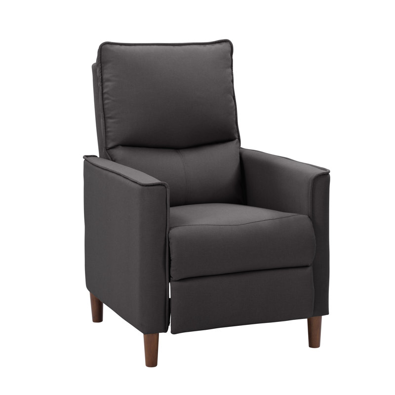 Upholstered Manual Pushback Recliner Armchair, Dark Gray