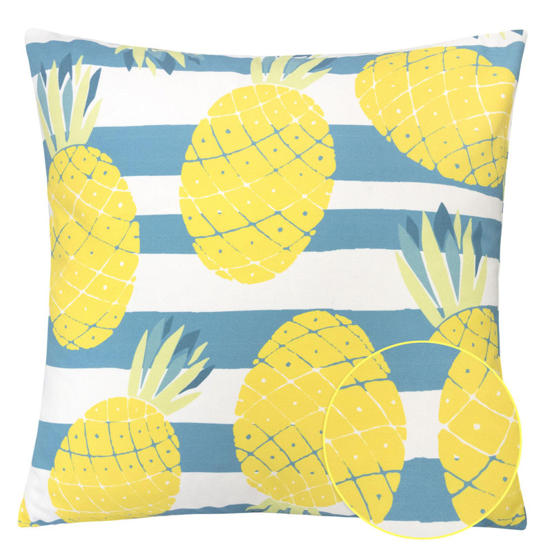  Sunshine Pineapple Outdoor Square Pillow Cover & Insert, 18" x 18"