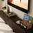 71.7" Minimalist TV Stand With Hidden Storage And Sturdy Metal Hinges, Dark Walnut