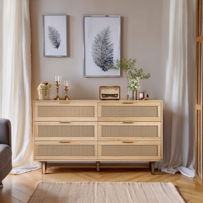 51.18"6-Drawers Rattan Storage Cabinet Rattan Drawer