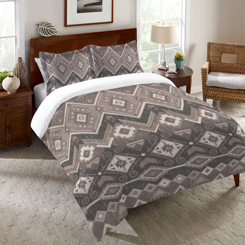 Neutral Aztec Machine Woven Duvet Cover, Twin Duvet Cover