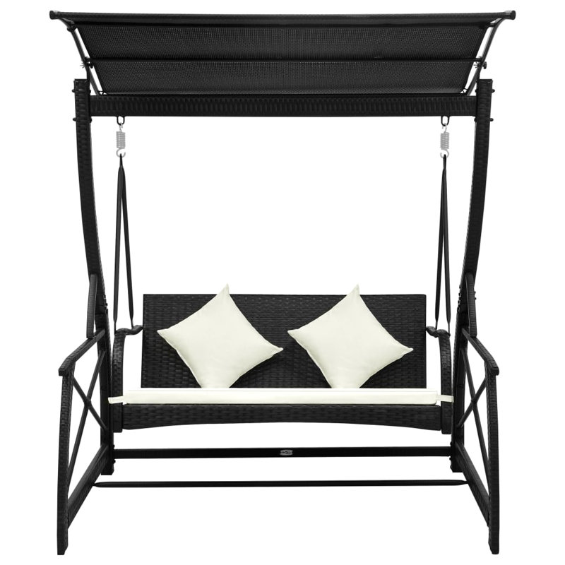 Siège de balançoire de patio extérieur noir et crème Swing