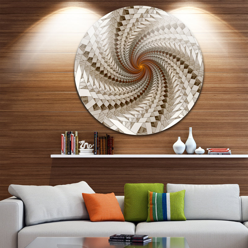 « white fractal spirale pattern », impression sur métal, H 23 po x l 23 po x P 1 po