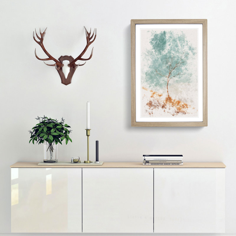 Lonely Tree - Framed Print, 33cm H x 24cm W x 2cm D, Oak Framed