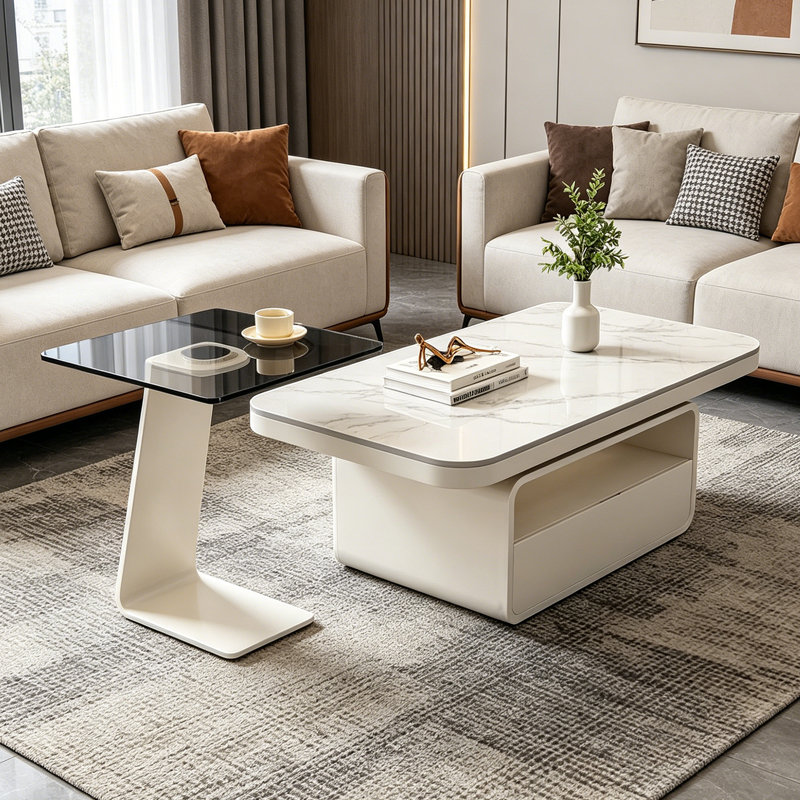 Macalester, H 16,53 po x L 47,24 po x l 23,62 po, Gray/White, Marble