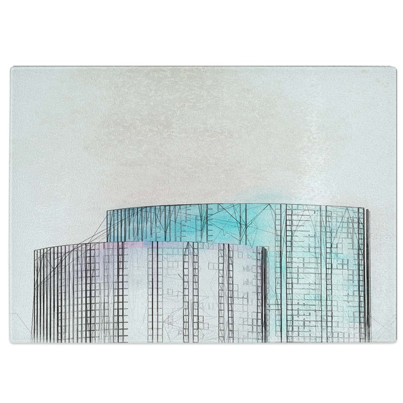 Tempered Glass Sketching the Architecture Vol.21 Chopping Board, 39 cm W x 28.5 cm L
