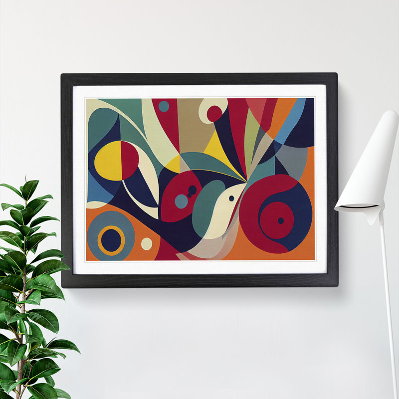 Enlivening Modern Abstract - Single Picture Frame Print, 46cm H x 64cm W x 2cm D, Black 