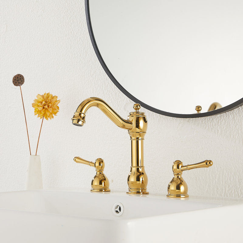 2-handle Bathroom Faucet with Drain Assembly, Polished Gold