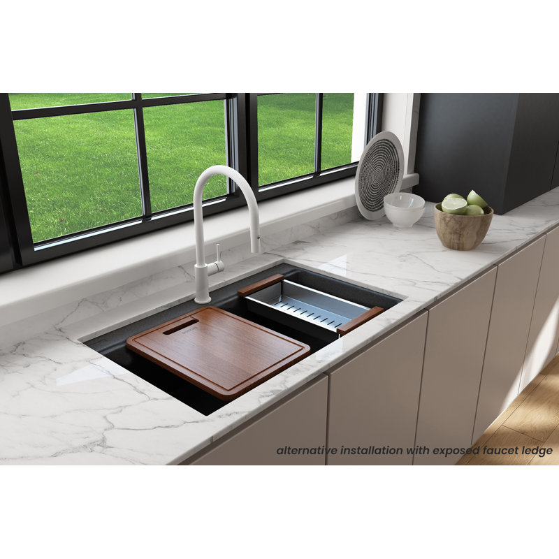 Baveno Lux 33'' L Double Basin Kitchen Sink, Concrete Gray