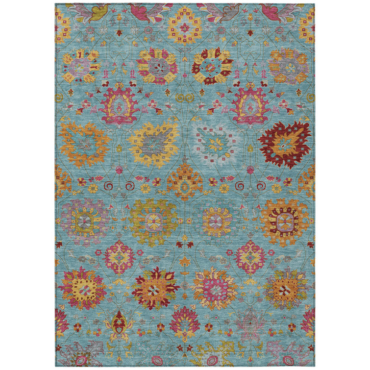 Machine Washable Indoor/Outdoor Mattera ACN2288 Damask Rug