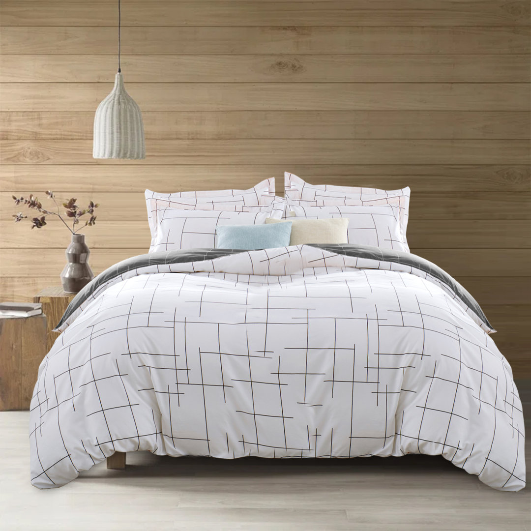 Braylene Orange/White Microfibre 20TC Modern & Contemporary Duvet Cover Set