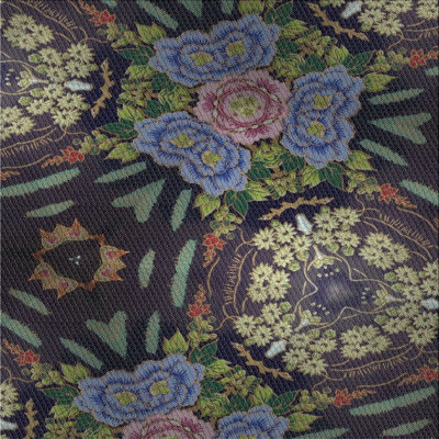 Tapis vert/bleu/gris tissé à la machine