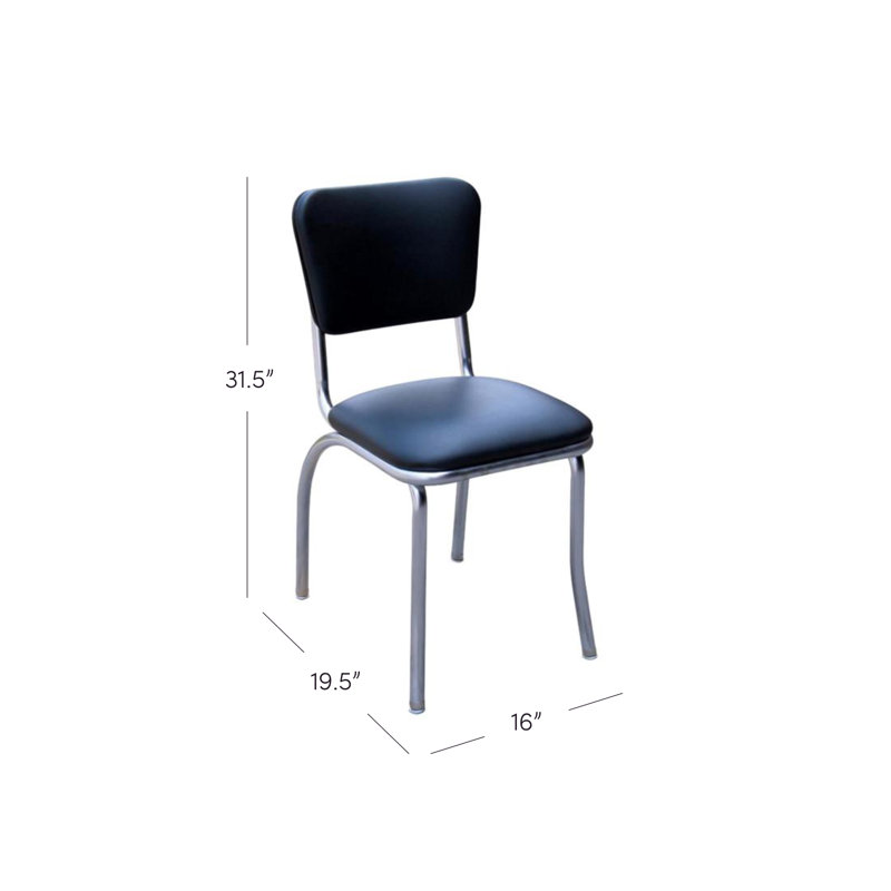 Chaise de salle à manger rembourrée rétro, Noir