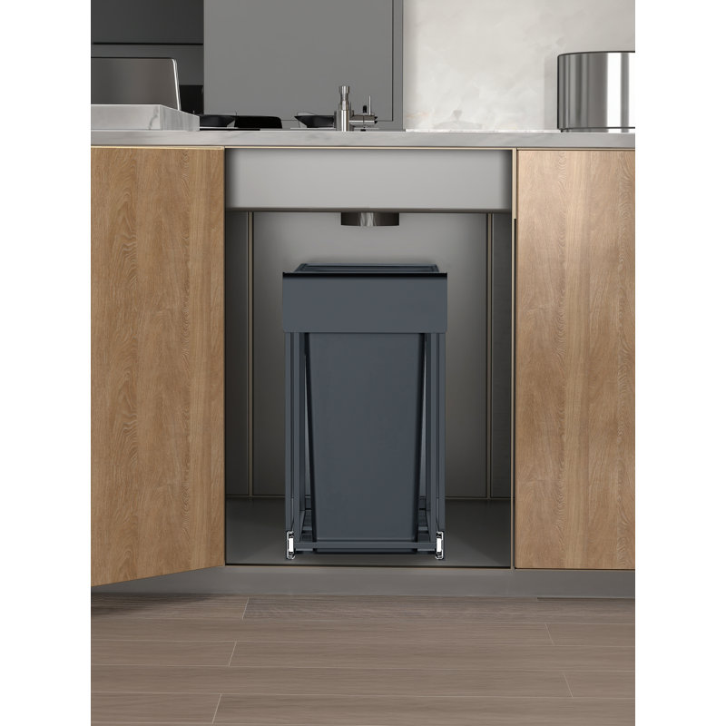 Steel Zip Kitchen Trash Can - 15L, 44cm H x 32.7cm W x 48.6cm D