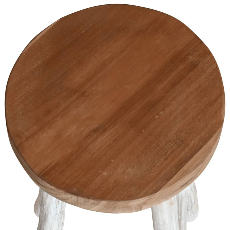 Solid Wood Counter Stool, White/Brown