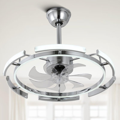 Coeyn 24 Inch DIY Shape Ceiling Fan with Light, 3 Colour Changing Light Fixtures Ceiling Fan