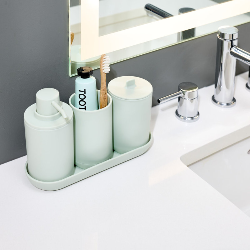 The Cade Bathroom Accessory Set, Green Tint