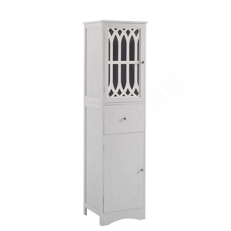 Tall Bathroom Cabinet, Freestanding Storage Cabinet With Drawer And Doors, MDF Board, Acrylic Door, Adjustable Shelf, White