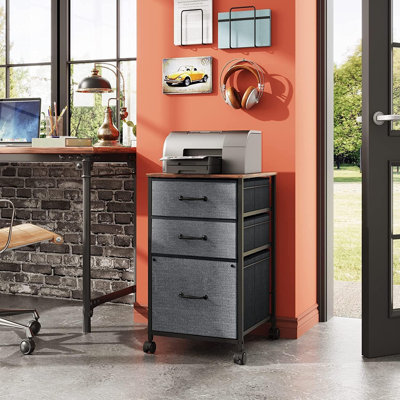 Mobile File Cabinet, Rolling Printer Stand With 3 Drawers, Fabric Vertical Filing Cabinet Fits A4 Or Letter Size For Home Office