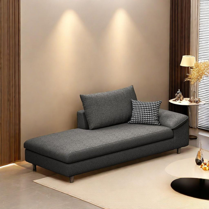 Chaise longue Soft Touch, Orienté à droite, Gris foncé