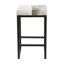 Tabouret de comptoir en cuir de vache beige Ursae avec base en métal noir