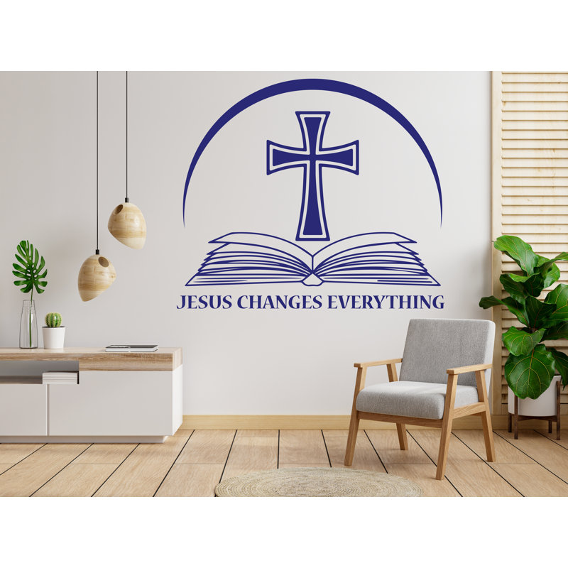Jésus change tout, signe mural, mots muraux, art mural Sanctuaire, décoration murale, art mural, H 22 po x l 26 po, Noir mat