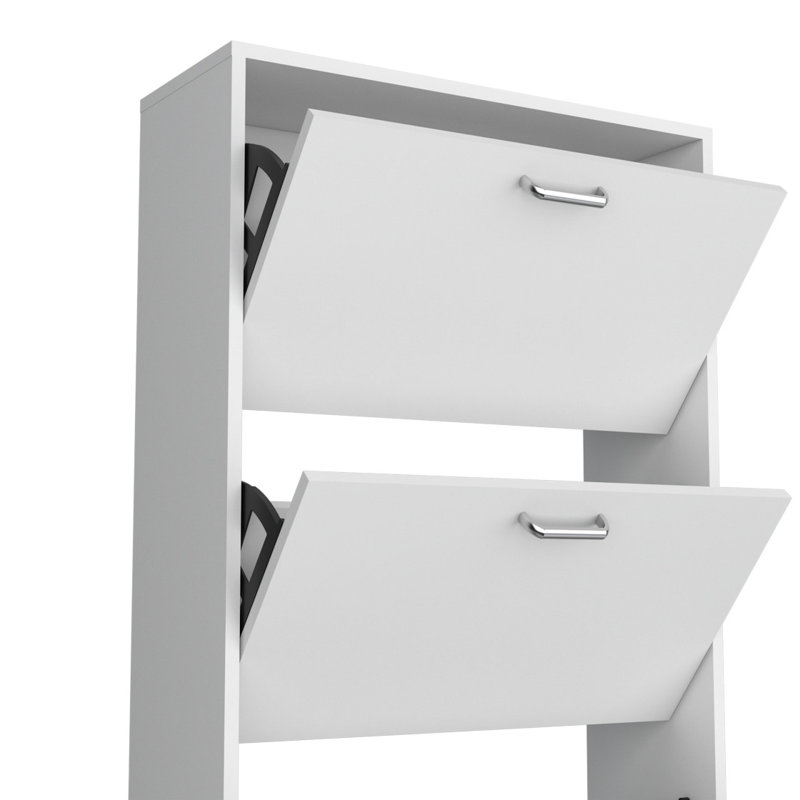 Range-chaussures, 3 portes, 3 tablettes, blanc, Blanc