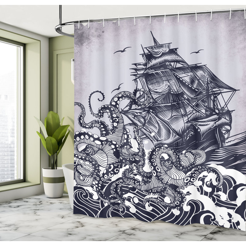 Ensemble de rideau de douche + crochets, H 70 po x l 69 po