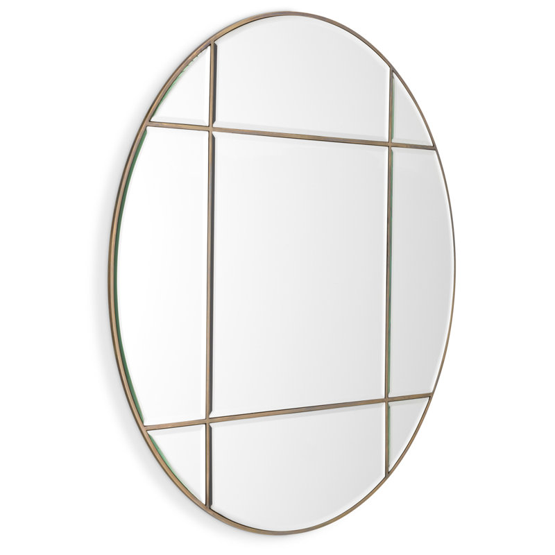 Beaumont Flat Engineered Wood Beveled Wall Mirror, Gold