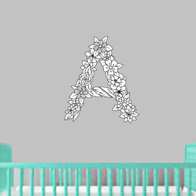 Adhésif décoratif floral monogramme