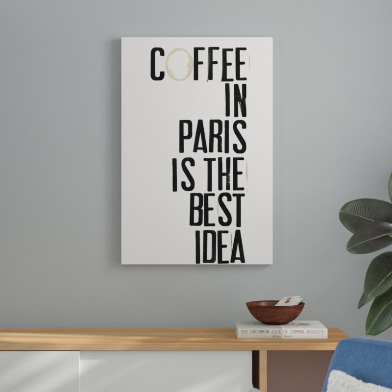 'Drinks in Paris I' by Deborah Velasquez - Typography Print, Wrapped Canvas, 91cm H x 61cm W
