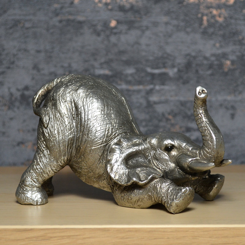 Sais Silver Elephant Arching Sculpture