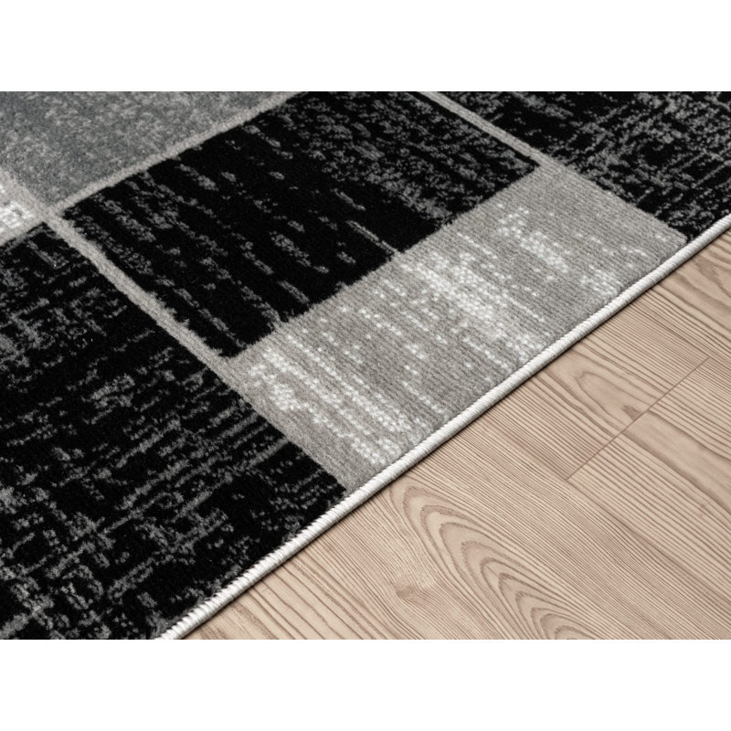Tapis gris / noir à motif géométrique Jamaal, Rectangle 4 pi x 6 pi