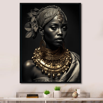 Éléphante reine afro-américaine avec bijoux traditionnels VI sur impression sur toile