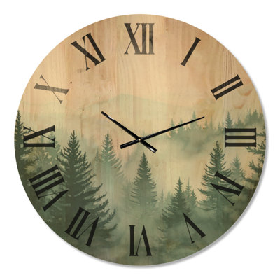 Très grande horloge murale en bois naturel - forêt mystique