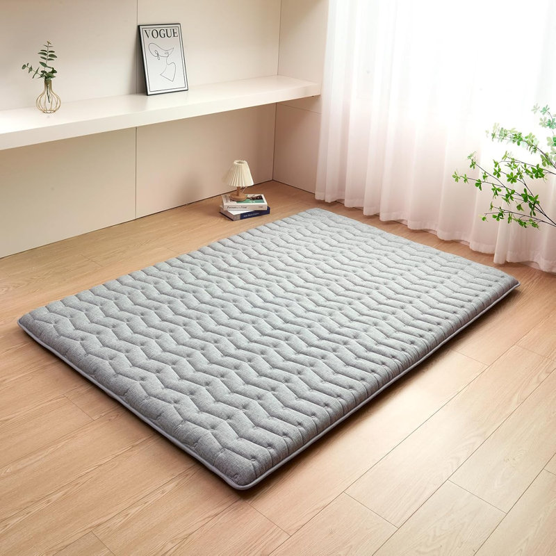 Premium 3.5" Thick Japanese Futon Floor Mattress - 100% High-Density Foam,Foldable Floor Mattress,Comfortable Tatami Mat For Dorm,Bedroom,Or Guest Room(Hemp Gray)