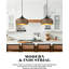 Luminaire suspendu moderne en bois de noyer à motif de dôme suspendu en métal noir mat Finition intérieure dorée Éclairage suspendu réglable pour îlot de cuisine Bureau, couloir, vestibule, chambre à coucher