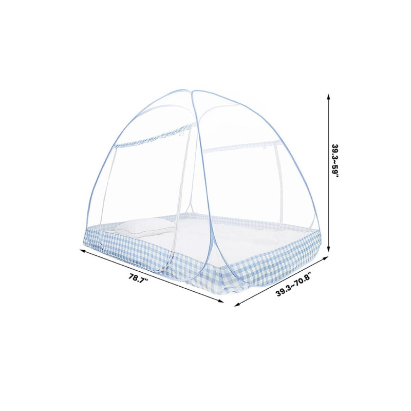 Mosquito Net, 150x200cm Bed Canopy, Foldable Double Door Mosquito Camping Curtain Brown Edge