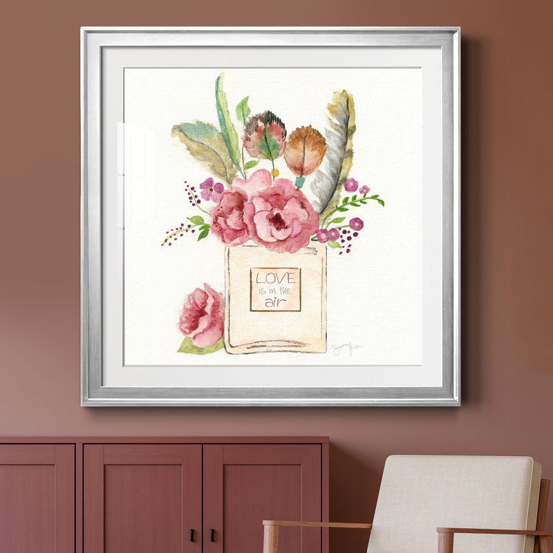 Boho Bouquet II - peinture encadrée, H 26,5 po x l 26,5 po x P 1,5 po, Cadre argenté