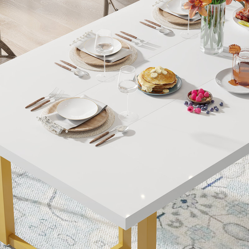 Table de salle à manger Eastway, Blanc / doré