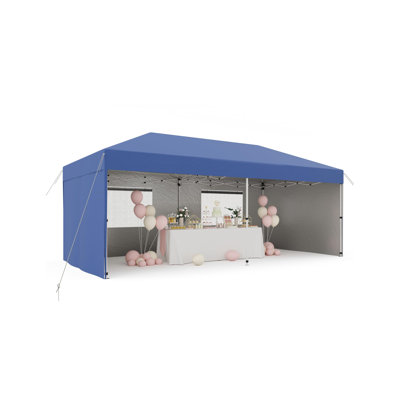Auvent instantané 10 x 10 pi avec parois latérales, tissu Oxford 210D robuste et structure en acier antirouille, 3 réglages de hauteur avec protection UV pour la plage ou le camping