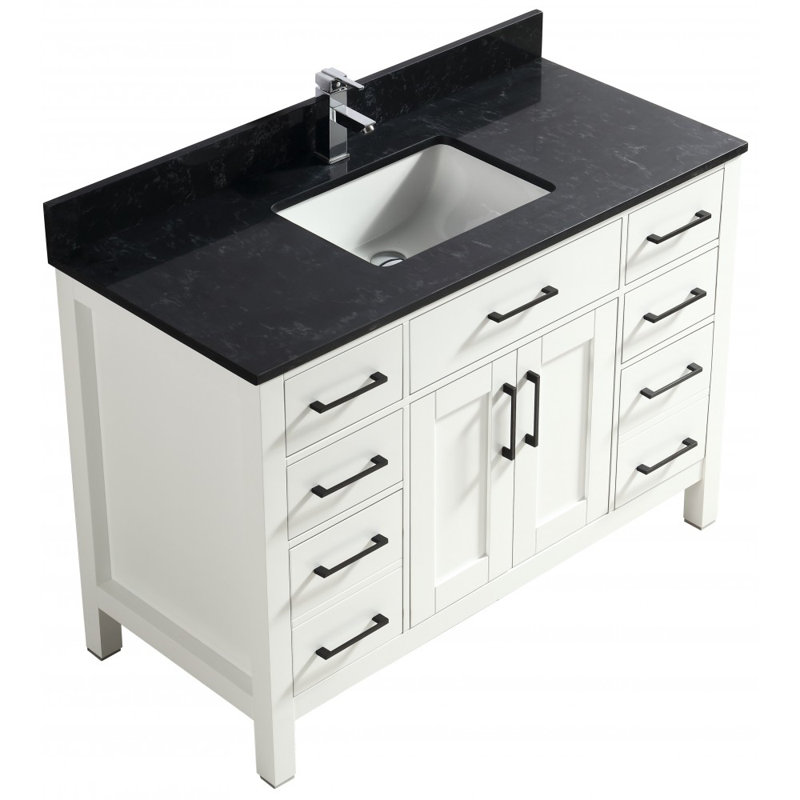 Meuble-lavabo en bois massif 48 po - armoire seulement, Blanc