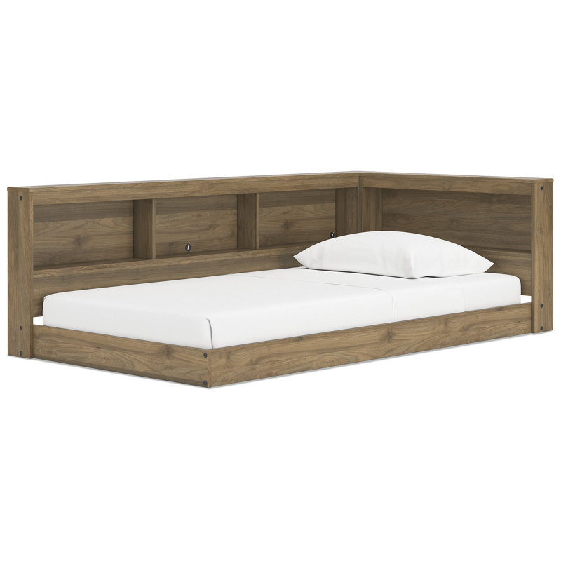 Lit en peluche avec bibliothèque, Simple, Brun