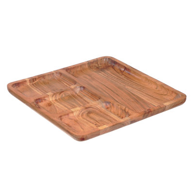 Red Barrel Studio® Zakrzewski Porcelain Bamboo Stainless Steel Divided Serving Dish Serving Dish