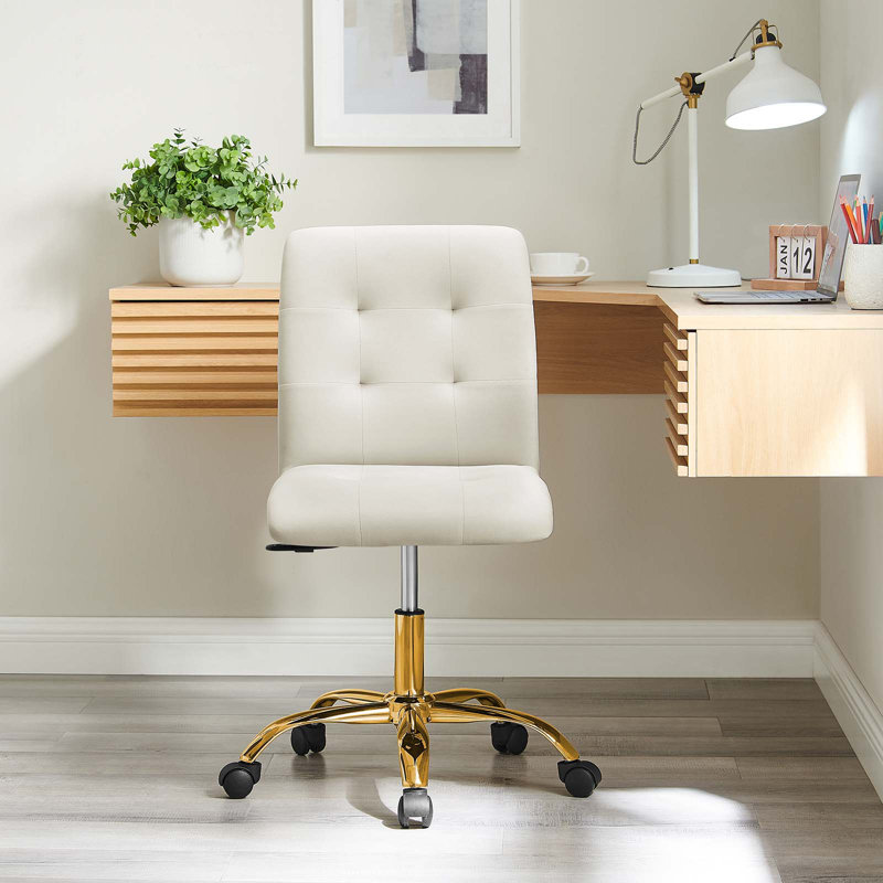 Chaise de bureau Prim Velvet Performance, Ivoire