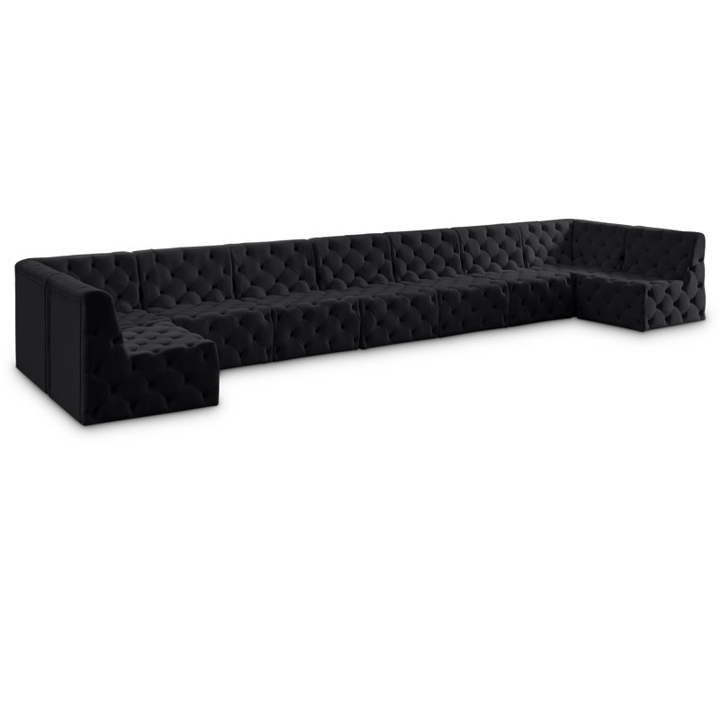 Canapé modulaire réversible en velours Izzobella, Velours noir