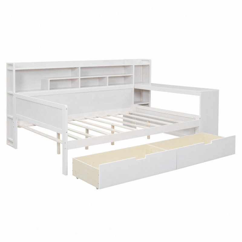 Multi-functional Bed with Two Storage Drawers and Study Desk