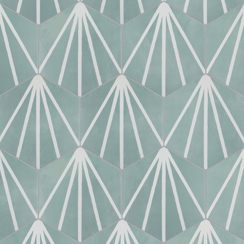 Horizon 7-3/4" x 9" Porcelain Patterned Wall & Floor Tile, Green