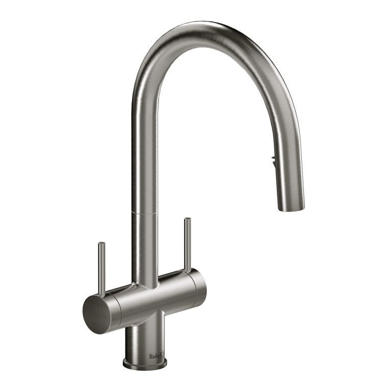 Azure Two Handle Pull-Down Kitchen Faucet With C-Spout
