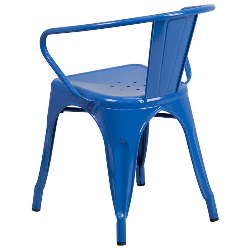 Blue Steel Indoor-Outdoor Dining Arm Chair